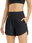 G4Free Women's Running Shorts Quick Dry Athletic Workout Gym Shorts with Pockets Black