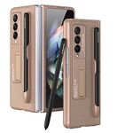 Case for Galaxy Z Fold 3 5G, Samsung Z Fold 3 Case with S Pen Holder Phone Case Compatible with Samsung Galaxy Z Fold 3 5G, Mist Gold
