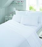 AmigoZone Plain Pollycotton Flat Sheet (Single, White)