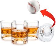 Baseball Whiskey Glass - Gifts for Dads, Fathers , Coaches & Baseball Lovers 12oz Whiskey Glass Perfect for Any Occasion, Baseball Lovers, Gifts, Baseball Themed Party, Baseball Birthday Gift Set (4)