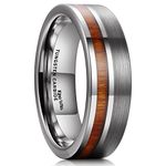 King Will Groove Women Mens 8mm Black Tungsten Carbide Ring Matte Finish 18K Rose Gold Plated Beveled Edge Wedding Band 10