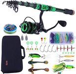 Sougayilang Fishing Rod and Reel Combos - Carbon Fiber Telescopic Fishing Pole - Spinning Reel 12 +1 BB with Carrying Case for Saltwater and Freshwater Fishing Gear Kit-G2.1+30