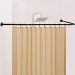 Crkmire [39"-68.5"] x [55"-84.2"] Large Corner Shower Curtain Rod, L Shaped Adjustable 90 Degree Right-angled Curved Bathroom Curtain Rod with 12 Hooks and Ceiling Support