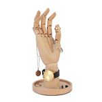 Suck UK Jewellery Stand | Wooden Jewellery Organiser & Trinket Dish | Ring Holder Or Necklace Stand With Jewellery Tray | Hand Shaped Bedroom Accessories & Earring Storage | Home Decor Gifts For Women