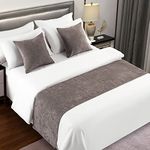 AMBERIS Bed Runner Grey, Chenille Soft No Fading Modern Bed Scarf