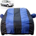 Indica Dustproof Car Cover with Mirror Pockets, Royal Blue Stripes, Taffeta Polyster,Triple Stitched, Compatible with Tata Indica Car Cover (All Models), Indica Car Accessories