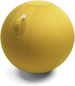 VLUV Ballon-siège LEIV, siège Ergonomique pour Le Bureau et la Maison, Couleur: Mustard (Jaune Moutarde), Ø 60cm - 65cm, Tissu d’ameublement, Robuste et indéformable avec Une poignée de Transport