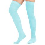 MOLLY MALOU Ladies Girls Women Over The Knee Plain Socks Comfortable Cotton Rich UK Size 4-6.5 (Sky Blue)