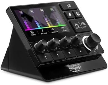 Hercules Stream 200 XLR, Pro audio controller to master your audience and creator mixes live on screen, with mic pre-amp, LCD screen, high resolution encoders, 4 actions buttons