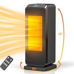 16 Inch Portable Heater - 1800W Electric Heater Energy Efficient Silent for Home Camping, 2 in 1 Heater and Cooler Fan Thermostat 3 Modes 12H Timer, Overheat & Tip-Over Protection, 70° Oscillation