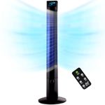 NETTA Tower Fan 44 Inch Tall Fan Oscillating with Remote Control, LED Display, 3 Speed Settings With 8 Hours Timer, Bladeless Floor Fan for Bedroom Living Rooms Kitchen Home Office - Black