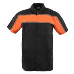 Biker Clothing Co. MDM11673 Men’s Black and Orange Short Sleeve Motorcycle Shirt with Reflective Material - Medium