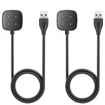 Sowuouxy Compatible with Fitbit Sense/Sense 2/Versa 3/Versa 4 Charger,2 Pack Replacement USB Charging Cable Dock Stand for Sense/Sense 2/Versa 3/Versa 4 Accessories