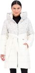 Vince Camuto Hooded Women's Puffer Jacket Womens Winter Coat with Removable Belt, Cream-L