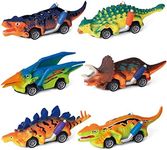 Qizebaby Dinosaur Toy Pull Back Vehicles，6 Pack Dino Pre-Kindergarten Toys for Toddlers，Pull Back Cars Toy Christmas Birthday Gifts for Kids 3 4 5 6 7 8 9Year Old Boys Girls