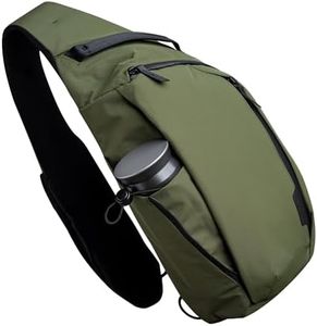 ALPAKA Metro Crossbody Left Shoulder 7.5L - Crossbody Bag Men,Sling Backpack - Fits 11" Tablet - Single Shoulder with YKK Zipper - Expandable Water Bottle Pocket - Phone Sleeve- Green Axoflux 210D