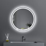 AI-LIGHTING 40cm Round LED Mirror Bathroom Circular Mirror with Lights Illuminated Anti-Fog Backlit Light Up Circle Mirror Touch Switch Color Change Demister IP44 Dimmable