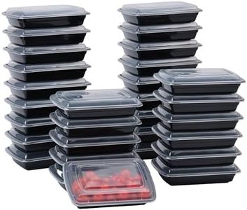 okam Meal Prep Container BPA-Free - Pack of 35 Reusable, 470ml Plastic Food Prep Containers Storage Boxes, Dishwasher, Microwave & Freezer Safe, use for Meal Planning & Food Prep, Black with Clear Lid