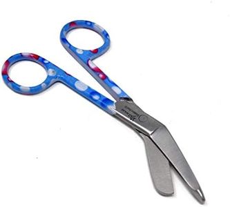 Blue & Pink Dew Drops Handle Pattern Color Lister Bandage Scissors 5.5" (14cm), Stainless Steel