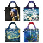 LOQI Set of 4 Reusable Grocery Bags, Museum10 Collection