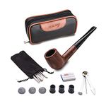 Free Boy Tobacco Smoking Pipe Set, Handmade Wooden Smoking Pipe with Leather Tobacco Pouch, and Smoking Accessories