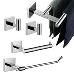KOKOSIRI Bathroom Hardware Set 5-Piece Bath Accessories Includes 24-Inch Towel Bar 9-Inch Towel Holder Toilet Paper Holder Robe Hooks Polished Chrome Stainless Steel B11A5-CH