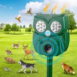 Solar Ultrasonic Animal Repellent, 2024 Outdoor Powered Squirrels Deterrent with Motion Sensor,Sound and LED Flashing,Waterproof Deer Repeller,Animal Repellent for Cat Dog Bird Skunk Rabbit Wild UCS1