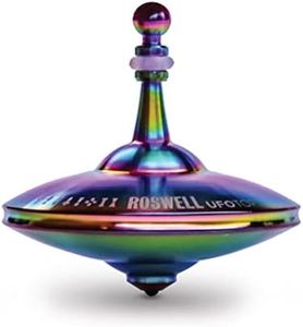 Plexity Labs UFO Tops - Roswell - Metal Spinning Top - Inspired by The Documented 1947 UFO Sighting in Roswell, New Mexico (Color: Psychedelic Steel)