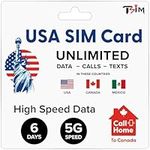 USA SIM Card 6 Days for Canadian Traveler with CallHome! Unlimited Data, Calls & Texts in USA, Canada & Mexico. Prepaid T-Mobile for Tourists.