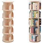 PTUWODS Rotating 360° Bookshelf Bookcase Hexagonal Children's Bookcase Tall Bookcase Floor Standing Corner Book Shelf Storage Rack for Home Living Room Office (5 Tier)