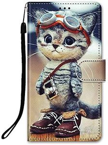 DiaryTown Coque pour iPhone SE 2022 / iPhone SE 2020 / iPhone 8/7 PU Portefeuille Étui en Cuir Flip Housse Motif Fermeture Magnétique Porte Cartes TPU Antichoc Protection de Rabat Case - Caméra Chat