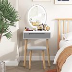 YOURLITE Makeup Vanity Table Set Dressing Table Vanity Cabinet with Stool Dresser with LED Mirror, White, 1 Drawer