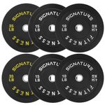 Signature Fitness 2" Olympic Bumper Plate Weight Plates with Steel Hub, 120-Pound Set, 2x 10LB, 2x 15LB, 2x 35LB