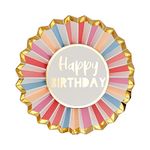 Talking Tables Rose Gold Happy Birthday Badge-Large Rosette, Pink Accessories for Girls, Adults, Children, 16th, 18th, 21st Party Supplies, 12cm Diameter