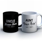 Personalized Aunt and Uncle Coffee Mugs - New Aunt and Uncle Baby Announcement Gift - Customized Pregnancy Announcement Mugs for Auntie and Uncle