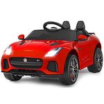 Costzon Ride on Car, 12V Licensed Jaguar F-Type SVR Battery Powered Toddler Electric Car with Remote Control, Front/Rear Lights, MP3 & Spring Suspension, Kids Car Toy for Boys Girls (Jaguar, Dark Red)