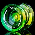 Responsive Yoyo for Kids, K2 Crystal Yoyo Professional Unresponsive Yoyo for Adults, Trick Yoyo with Dual Purpose Mode + Unresponsive Yoyo Bearing Kit + 12 Yoyo Strings + Yo yo Case - Green Yellow