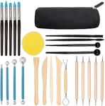 Kurtzy 25-Piece Polymer Clay/Ceramic Tool Set with Storage Case - Includes Ball Stylus Dotting, Sculpting, Carving and Double-Sided Tools - Ideal for Modelling, Pottery, Embossing, Shaping & Smoothing