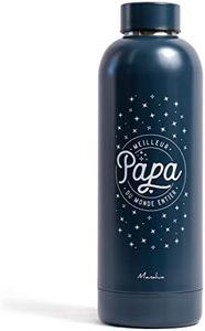 Manahia bouteille isotherme cadeau papa - Meilleur papa du monde entier - 500ml - gourde en acier inoxydable - annonce grossesse papa, cadeau anniversaire papa, fête des pères, cadeau futur papa