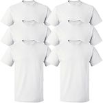 Fruit of the Loom Men's Stay Tucked Crew T-Shirt, Tapered Fit - White - 6 Pack, Small