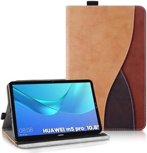 AsWant Case for Huawei MediaPad M5 / M5 PRO (10.8 Inch) - Ultra Thin Business Tricolour Tablet with Wallet and Stand Function Protective Case Compatible with Huawei Mediapad M5 Case (Brown)