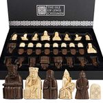 The Isle Of Lewis Chessmen - Weighted and Felted Precise Isle of Lewis Chess Pieces with 4 Queens