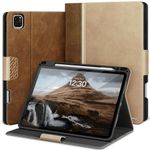 KingBlanc Case for iPad Pro 13 inch (2024, M4) with Pencil Holder, Vegan Leather Smart Stand Protective Cover [Auto Sleep/Wake + Support Pencil Pro/Pencil(USB-C) + Multiple Viewing Angle], Beige