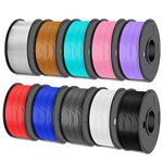 SUNLU PETG 2500g 3D Printer Filament Bundle Multicolor, Strong PETG Filament 1.75mm, Neatly Wound Filament 2.5kg, 250g Spool, 10 Pack, Black+White+Grey+Blue+Red+Purple+Pink+Cyan+Coffee+Transparent