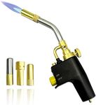 Propane Mapp Torch with 3 Nozzles, Swirl Flame Tip for All Soldering and Brazing Application, High Intensity Cast Handheld Trigger Start Torch, Mapp Gas Propane Head Heat Shrink Torch