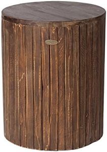 Patio Sense 62421 Michael Round Rustic Garden Stool Wood Outdoor Seating & End Table Portable Adaptable Outdoor Furniture - Seasoned Patina Finish