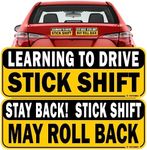 TOTOMO Learning to Drive Stick Shift Stay Back May Roll Back Car Magnet - Reflective Bumper Magnet Sticker for New Manual Transmission Learners Eye-Catching Design