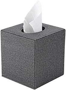 BTSKY Boîte à mouchoirs carrée en lin pour la maison ou le bureau (gris)