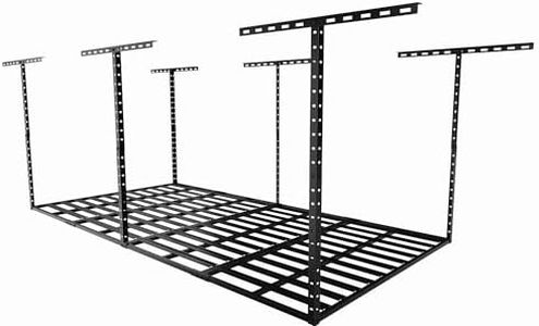 SunsGrove 4x8 Overhead Garage Storage Rack, 750LBS Weight Capacity Adjustable Ceiling Mounted Storage Racks Heavy Duty, Hanging Garage Storage, 48 in. W x 96 in. L x (22-40 Ceiling Dropdown), Black