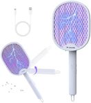PALONE Electric Fly Swatter, 4000V Foldable Fly Zapper Killer with Rechargeable Battery, 3 Layers Mesh with USB-C, Mosquito Killer Flying Insects Control for Living room, Garden, Kitchen